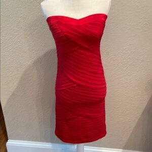 Red Strapless Bodycon Cocktail Dress by POETRY